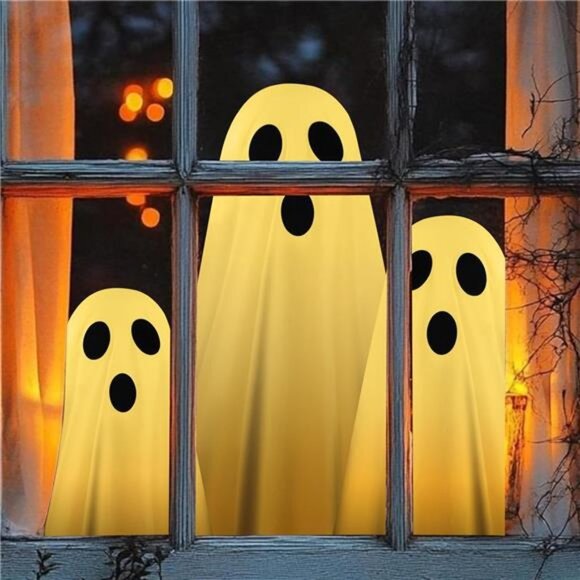 Halloween Decorations Outdoor Indoor, 2 Pack Spooky Ghost with Witch Hat, Scary - Picture 5 of 8